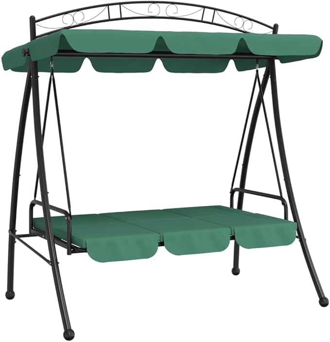 3-Seater Garden Swing Bench, Outdoor Patio Porch Swing with Bed Conversion, Powder-Coated Steel Metal Frame - Photo 6
