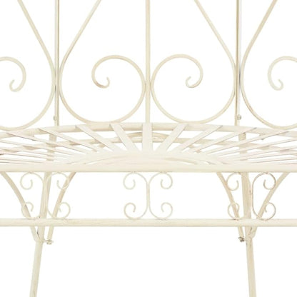 vidaXL Garden Bench Antique White Wrought Iron Medium Decorative Inlays