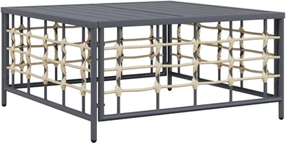 Outdoor PE Rattan Garden Coffee Table, Square Weather-Resistant Patio Side Table with Powder-Coated Steel Frame, Anthracite Modular Accent Furniture for Balcony, Yard, and Terrace