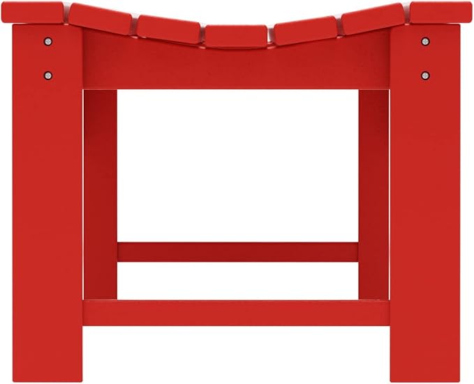 WO Home Furniture Outdoor 46" Backless HDPE Adirondack Bench, Poly Lumber Seat for Patio, Backyard, Balcony, All Weather Resistant with UV Protection, Red