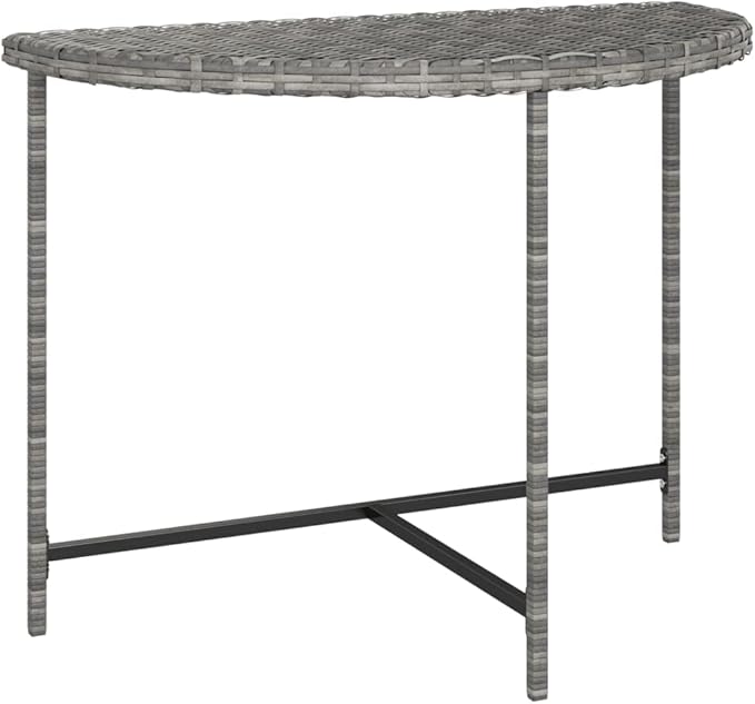 Modern Grey Poly Rattan Garden Table with Powder-Coated Steel Frame for Outdoor and Indoor Use, 4-Person Dining Set - Photo 3