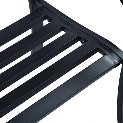 Vintage Black Steel Garden Bench 49.2 in Durable Outdoor Seating with Floral Pattern for Patio Balcony Comfortable Two-Person Rectangular Bench