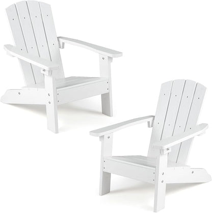Giantex Kids Adirondack Chair, All-Weather HIPS Children's Outdoor Chair w/Ergonomic Design, Toddler Lawn Chairs for Age 3-8, Kids Beach Chair for Garden Patio Backyard (2,White)