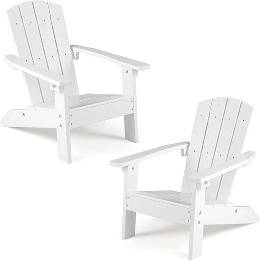 Giantex Kids Adirondack Chair, All-Weather HIPS Children's Outdoor Chair w/Ergonomic Design, Toddler Lawn Chairs for Age 3-8, Kids Beach Chair for Garden Patio Backyard (2,White)