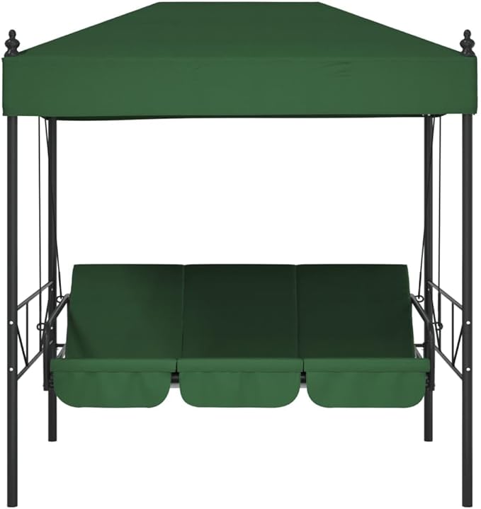 Outdoor Convertible Garden Swing Bench with Canopy, 3-Seater Patio Porch Swing Bed, Heavy Duty Powder-Coated Steel Frame - Photo 5