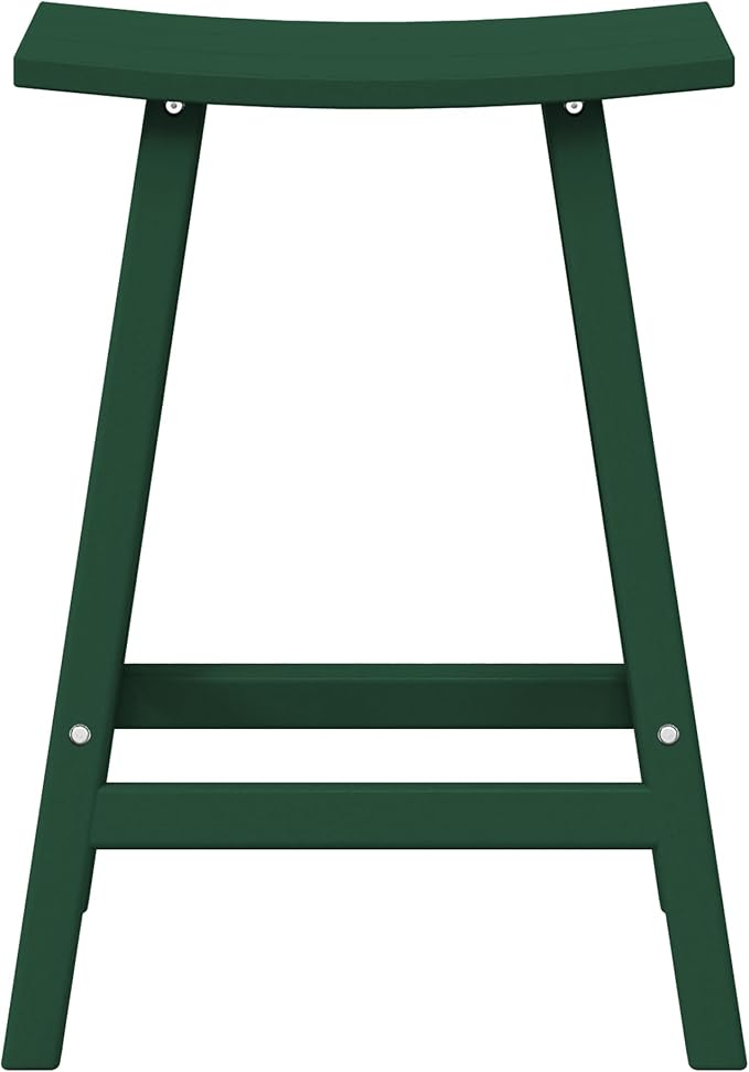 WestinTrends Malibu 24 Inch Outdoor Bar Stools, All Weather Resistant Poly Lumber Adirondack Counter Height Stools, Dark Green