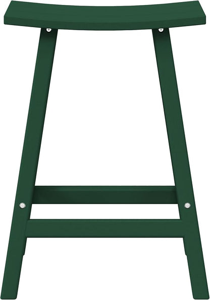 WestinTrends Malibu 24 Inch Outdoor Bar Stools, All Weather Resistant Poly Lumber Adirondack Counter Height Stools, Dark Green