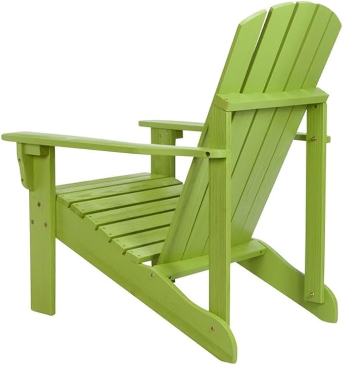 Pemberly Row Cedar Wood Patio Firepit Adirondack Chair, Green Finish, Kiln-Dried Moisture-Resistant Wood, Ergonomic Design, Wide Arms, Contoured Seat, 36.25" H x 34.25" W x 26.75" D Outdoor Seating