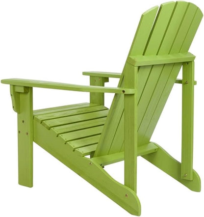 Pemberly Row Cedar Wood Patio Firepit Adirondack Chair, Green Finish, Kiln-Dried Moisture-Resistant Wood, Ergonomic Design, Wide Arms, Contoured Seat, 36.25" H x 34.25" W x 26.75" D Outdoor Seating