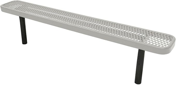COATEDOUTDOORFURNITURE Heavy-Duty Outdoor Bench Thermoplastic Coated, Expanded Metal, Commercial-Grade Seating, Made in America (Inground Without Back, 6 Ft, Textured Grey)