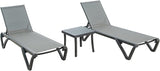 Domi Patio Chaise Lounge Chair Set of 3, Outdoor Aluminum Polypropylene Sunbathing Chair with 5 Adjustable Position - Photo 9