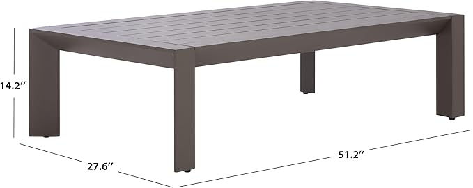 SAFAVIEH Couture Outdoor Patio Furniture Collection - Donaldo Rectangular Coffee Table, Dark Grey Aluminum Frame with Slatted Top (CPT4012A)