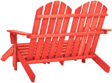 2-Seater Adirondack Chair with Detachable Ottomans, Solid Fir Wood Outdoor Patio Loveseat - Photo 5