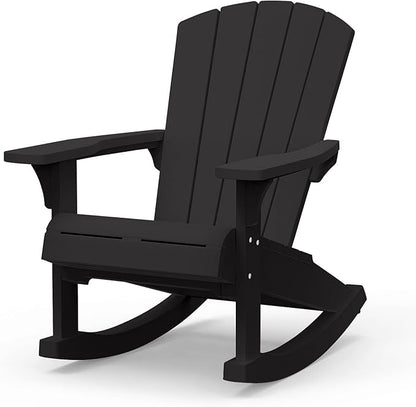 Keter Adirondack Rocker Resin Outdoor Furniture Patio Chair -Perfect for Porch, Pool, and Fire Pit Seating, Dark Grey