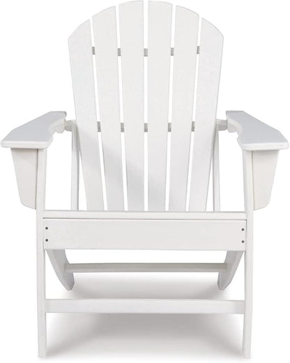 BOWERY HILL Modern Adirondack Chair, Virgin Polyethylene, White Finish, Slatted Shell Back Design, Weather-Resistant Outdoor Seating, 38 in H x 31 in W x 33 in D, Patio or Garden Chair for Relaxation