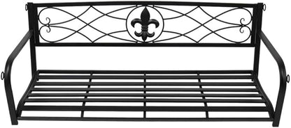 Double Metal Hanging Porch Patio Swing Chair Bench,Modern Furniture Relax Chairs 2 Person Hammock Swing Chair Seat for Outdoor Garden,Patio,Poolside (51.97 x 18.31 x 16.73 inch)