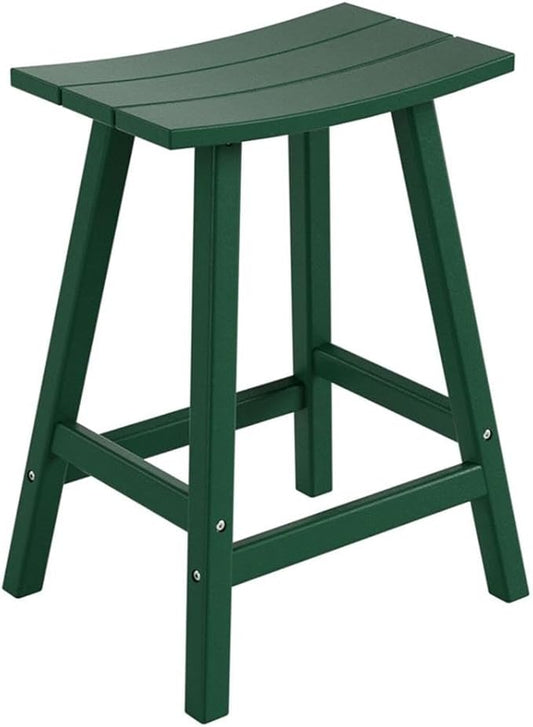 Costaelm 24" Height Outdoor Bar Stools, All-Weather Bar Stools, Adirondack Poly Patio Bar Stool for Patio, Deck, Kitchen Counter and Garden, Dark Green