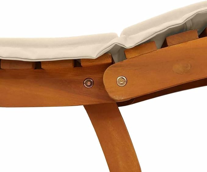 2-Pack Acacia Wood Sun Lounger Set Beige 21.65"x72.44"x25.20" Adjustable Chaise Cushion Solid Frame Modern Patio Lounge - Photo 8