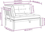 Patio Sofa Natural Wood Solid Acacia Wood Medium Modular Outdoor Couch Poolside sectional for Patio Balcony - Photo 2