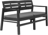 Garden Bench Deck Bench 2-Seater Patio Bench with Cushions 52.4" Plastic Anthracite - Photo 1