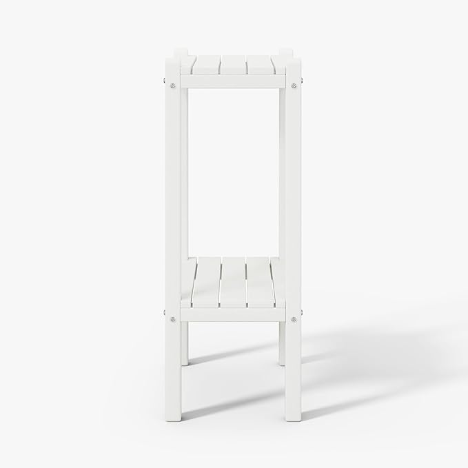 WestinTrends Malibu 36" Outdoor Adirondack HDPE 2-Tier Patio Side Table, White
