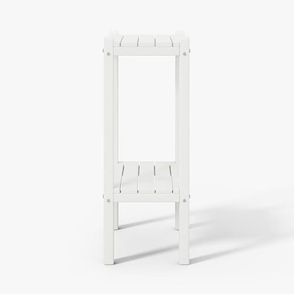 WestinTrends Malibu 36" Outdoor Adirondack HDPE 2-Tier Patio Side Table, White