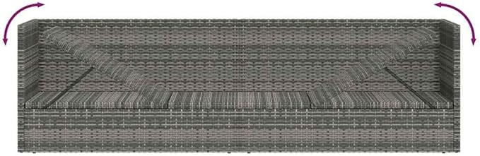 Grey PE Rattan Adjustable Armrests Garden Bed 78.7x23.6 in with Removable Cushions for Patio Poolside Lounging - Photo 6