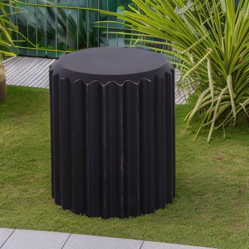 Afterglow Terrafab Material Outdoor Round Side Table, Natural Decorative Garden Stools - Photo 5