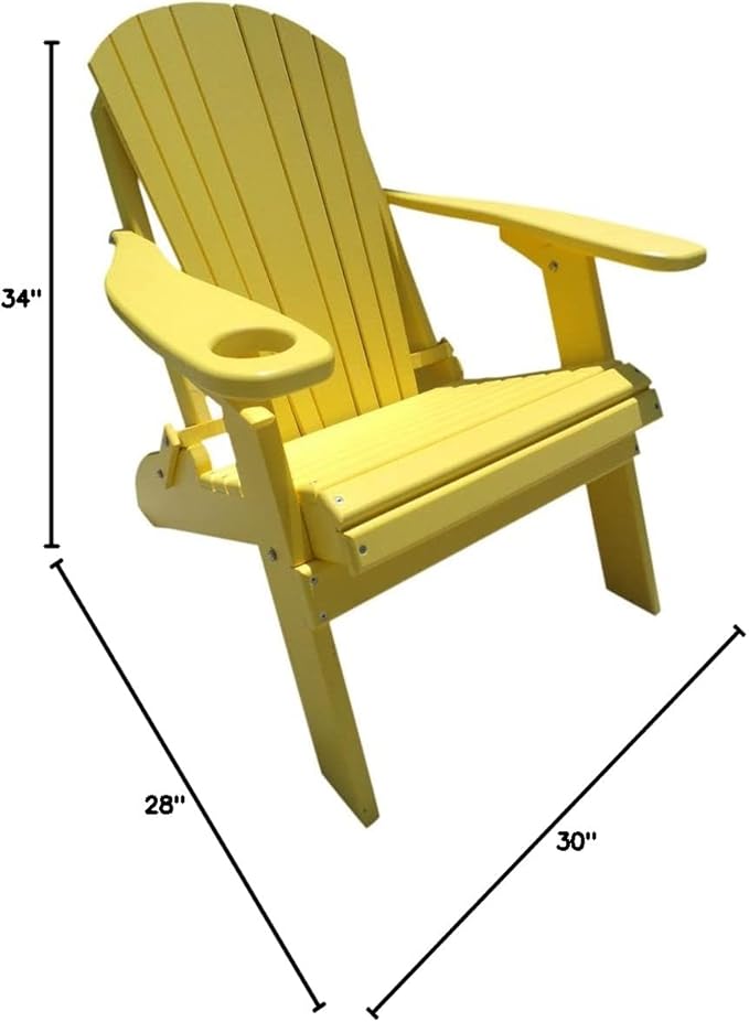 Furniture Barn USA Poly Folding Adirondack Chair, Lemon Yellow