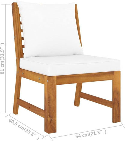 Sectional Middle Sofa with Cream Cushion,Outdoor Sectional Sofa,Patio Couch,Outdoor Furniture,Perfect for The Front Porch, Backyard, Patio or Balcony,Solid Acacia Wood