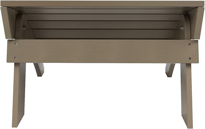 WestinTrends Tuscany Adirondack Ottoman, Real Wood Like Outdoor Ottoman for Patio, All Weather Poly Lumber Folding Ottoman Footrest for Adirondack Chair, Taupe