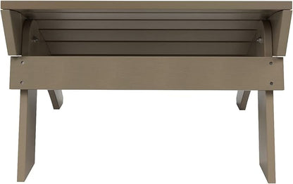 WestinTrends Tuscany Adirondack Ottoman, Real Wood Like Outdoor Ottoman for Patio, All Weather Poly Lumber Folding Ottoman Footrest for Adirondack Chair, Taupe