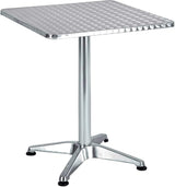 BTEXPERT Indoor Outdoor 23.75" Square Restaurant Table for Patio Stainless Steel Silver Aluminum Furniture with Base - Photo 1