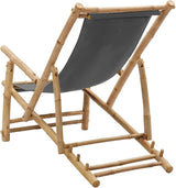 Deck Chair Bamboo and Canvas, Outdoor Patio Furniture, Balcony Chairs, Lounge Chairs, Beach Lounge Chair Outdoor - Photo 6