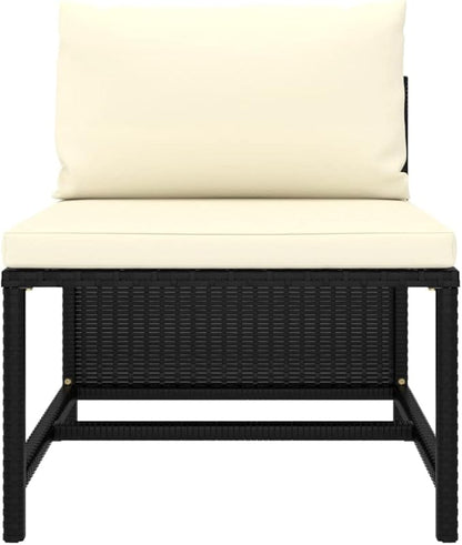 vidaXL Sectional Middle Sofa - Poly Rattan, Lightweight, Modular Design, Suitable for Year-Round Use, Highly Durable, Cream White Cushions, Ideal for Garden or Backyard Setting or Indoor Decor