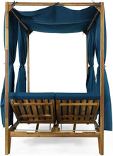 Christopher Knight Home Kenzie Acacia Wood Outdoor Daybed with Canopy, Double Chaise Lounge Chair Outdoor with Cushion - Photo 6