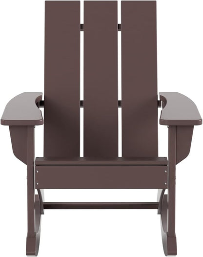WO WESTIN OUTDOOR HDPE Shoreside Modern Rocking Poly Adirondack Chair,Dark Brown
