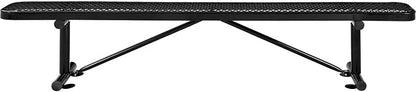 Global Industrial 8'L Heavy Duty Expanded Metal Mesh Flat Bench with Steel Frame, Portable Outdoor Bench, 1000 lbs Capacity, Black, 96" L x 14-1/2"W x 18" H
