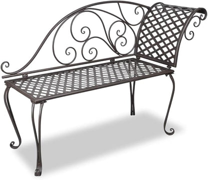 Patio Chaise Lounge,Benches for Outside,Metal Chaise Lounge,Yard Bench,Garden Bench,for The Front Porch,Deck,Balcony,Backyard,Outdoor,Lawn,Yard,Porch,50.4“ Steel Antique Brown
