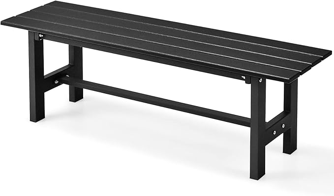 Giantex 2-Person Outdoor Bench Seat - Backless Patio Garden Bench, 47” Weatherproof Outside Chair with Slatted Seat - Photo 1