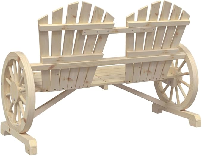 2-Seater Patio Adirondack Chair Solid Wood Fir Outdoor Sectional Furniture for Garden Backyard Poolside Balcony Durable - Photo 6