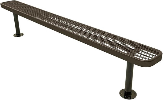 COATEDOUTDOORFURNITURE Coated Outdoor Furniture Heavy-Duty Outdoor Bench Thermoplastic Coated, Expanded Metal, Commercial-Grade Seating, Made in America (Surface Without Back, 8 Ft, Textured Brown)