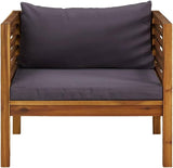 Dark Grey Solid Acacia Wood Garden Armchair with 100% Polyester Cushions - Photo 4