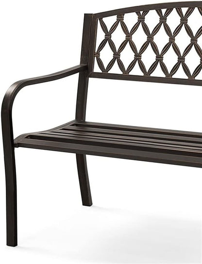 Outdoor Bench Nordic Retro Outdoor Metal Garden Bench Hollow Mesh Decorative Bench Suitable for Outdoor Courtyard Balcony Terrace Park Benches for Outside