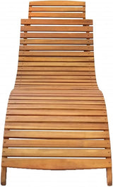 Solid Acacia Wood Sun Lounger Chair, Foldable Outdoor Patio Furniture for Garden Balcony - Photo 3