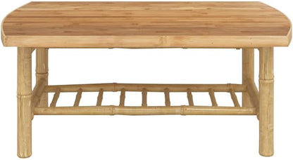Natural Bamboo Garden Coffee Table Medium Durable Outdoor Furniture with Smooth Surface for Patio Seating