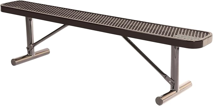 COATEDOUTDOORFURNITURE Coated Outdoor Furniture Heavy-Duty Portable Outdoor Bench Thermoplastic Coated, Expanded Metal, Commercial-Grade Seating, Made in America (Portable Without Back, 6 Ft, Brown)