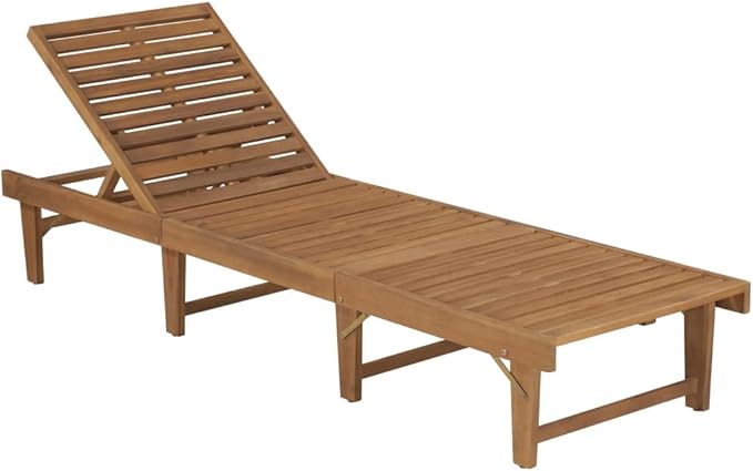 Folding Sun Lounger with Beige Cushion, Adjustable Outdoor Chaise Lounge Bed - Photo 2