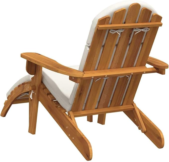 Acacia Wood Adirondack Garden Chair with Footrest and Cushion - Photo 6