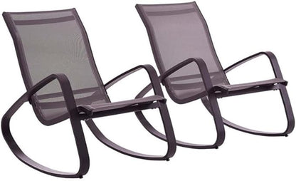 Modway EEI-3180-BLK-BLK-SET Traveler Rocking Lounge Chair Outdoor Patio Mesh Sling Set of 2, Black